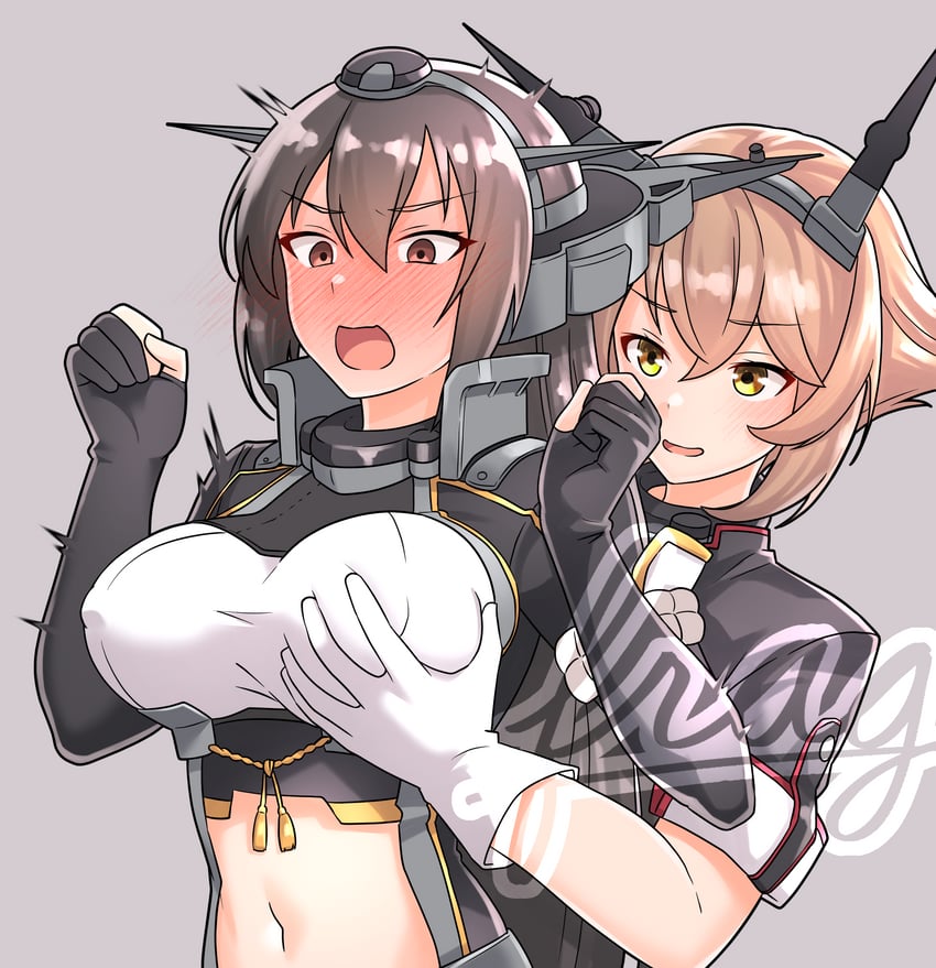 nagato, mutsu, nagato kai ni, and mutsu kai ni (kantai collection) drawn by furaggu_(frag_0416)