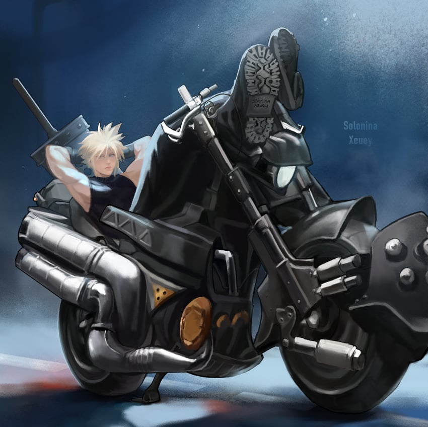 cloud strife (final fantasy and 1 more) drawn by xeueysolonina