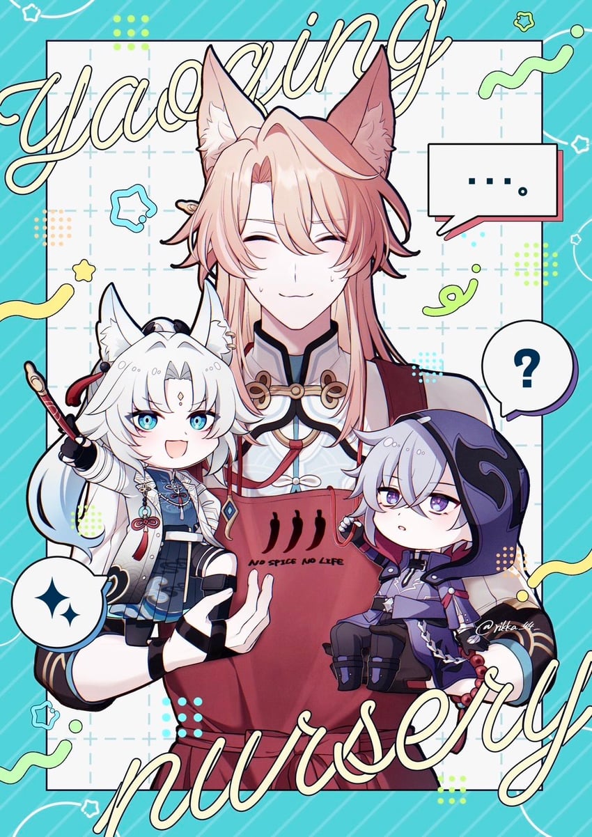 feixiao, jiaoqiu, and moze (honkai and 1 more) drawn by rikka_44