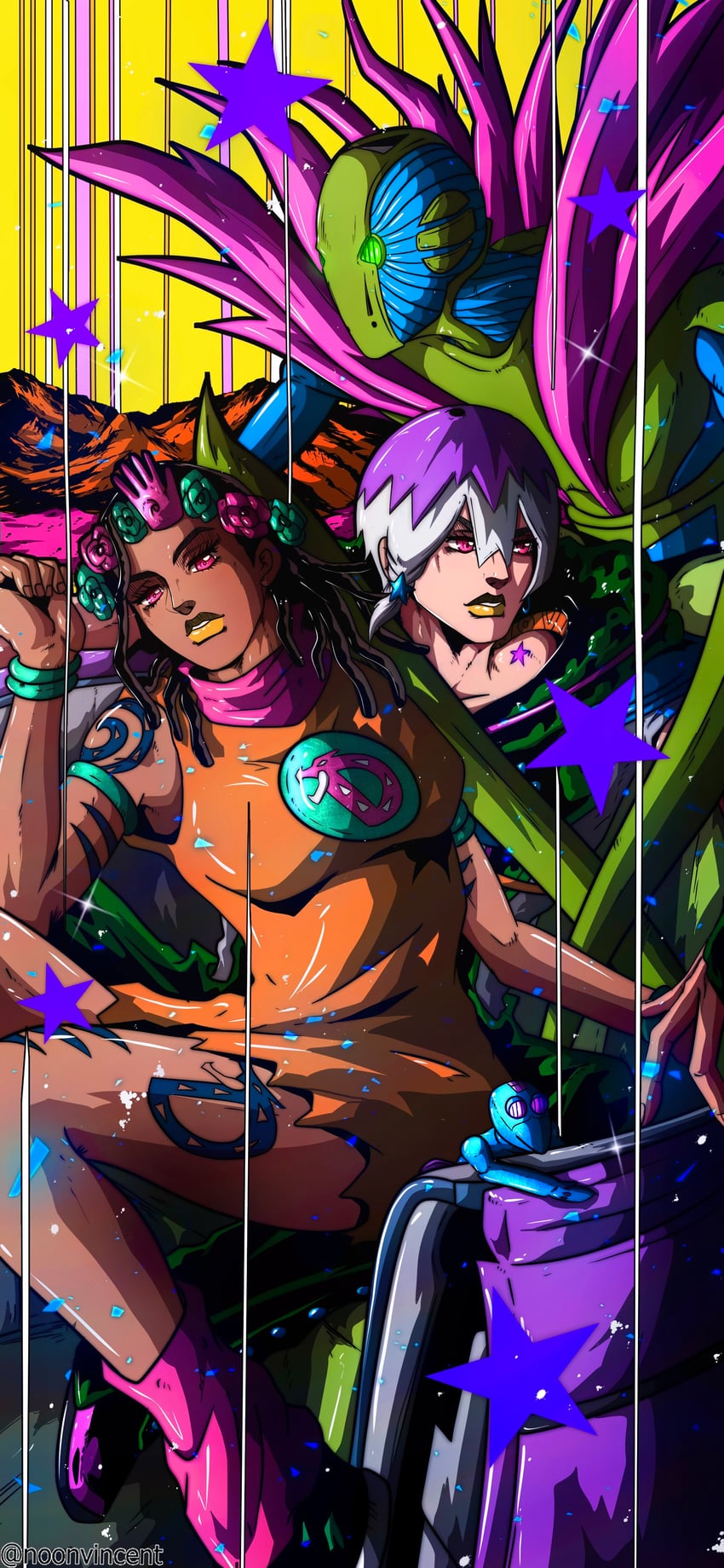 jodio joestar, dragona joestar, november rain, and smooth operators (jojo no kimyou na bouken and 1 more) drawn by noonvincent