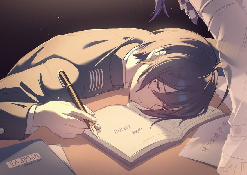 oma kokichi and saihara shuichi (danganronpa and 1 more) drawn by ewa_(seraphhuiyu)