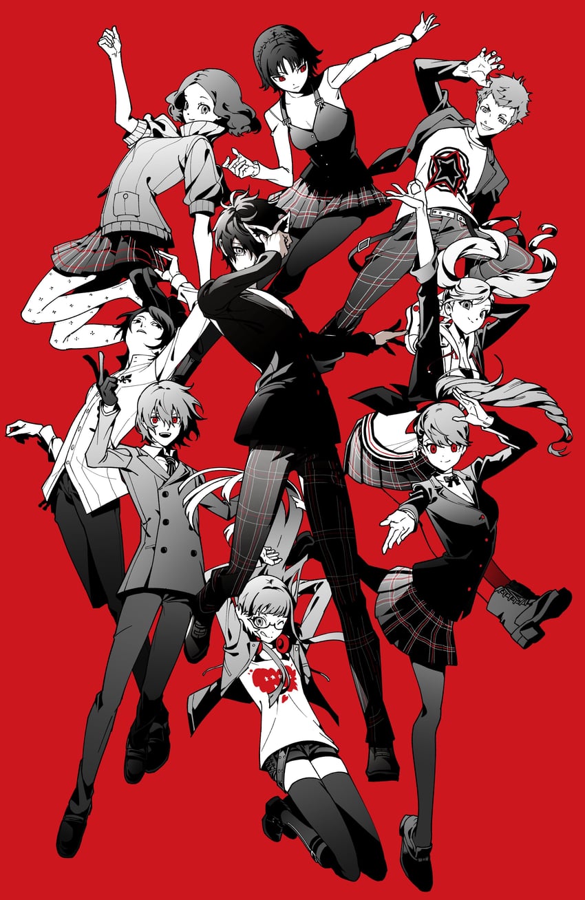 amamiya ren, takamaki anne, sakura futaba, niijima makoto, okumura haru, and 4 more (persona and 2 more) drawn by oxnxgolfqt76300