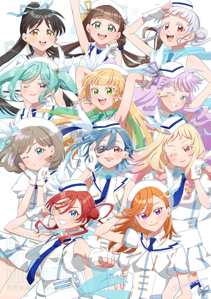 shibuya kanon, heanna sumire, tang keke, arashi chisato, hazuki ren, and 6 more (love live! and 2 more) drawn by okome_maru