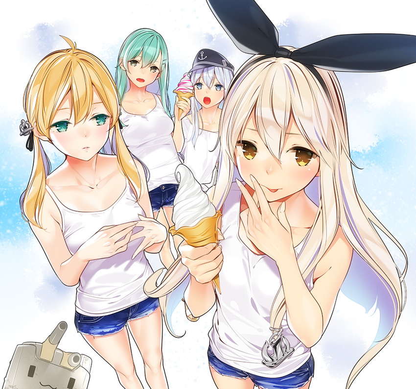 shimakaze, hibiki, suzuya, prinz eugen, and rensouhou-kun (kantai collection) drawn by ama_mitsuki