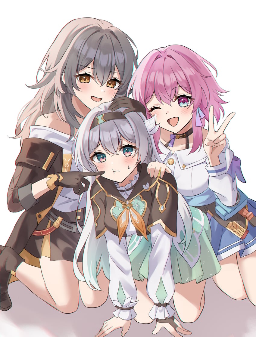 trailblazer, firefly, stelle, and march 7th (honkai and 1 more) drawn by k2_(kazu1030)