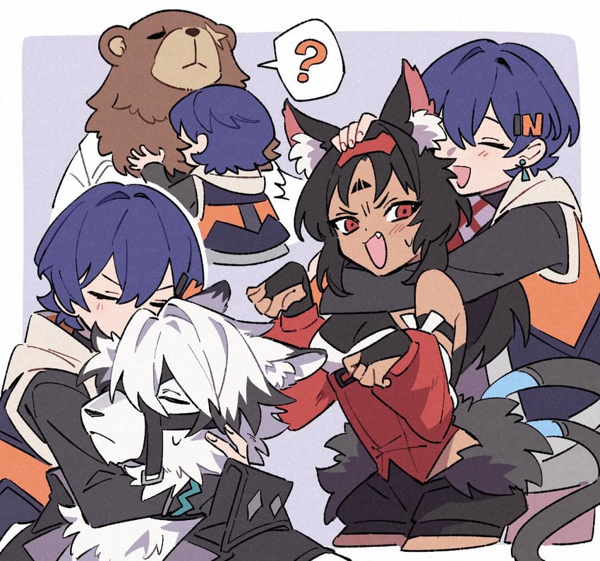 belle, von lycaon, nekomiya mana, and ben bigger (zenless zone zero) drawn by kuhu1212