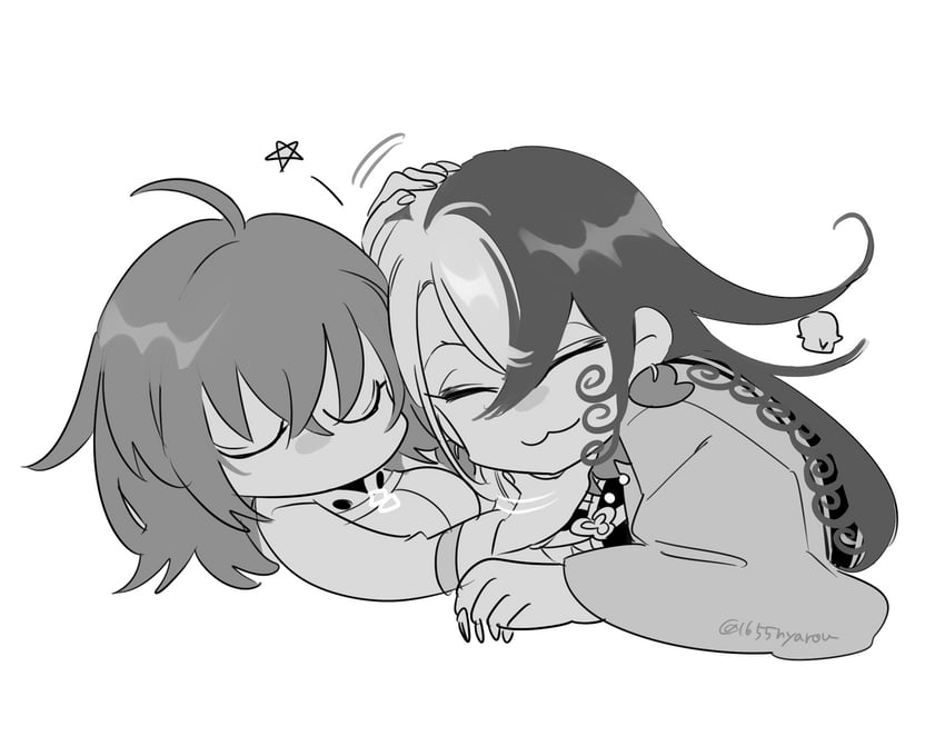 fujimaru ritsuka and ashiya douman (fate and 1 more) drawn by nyarou