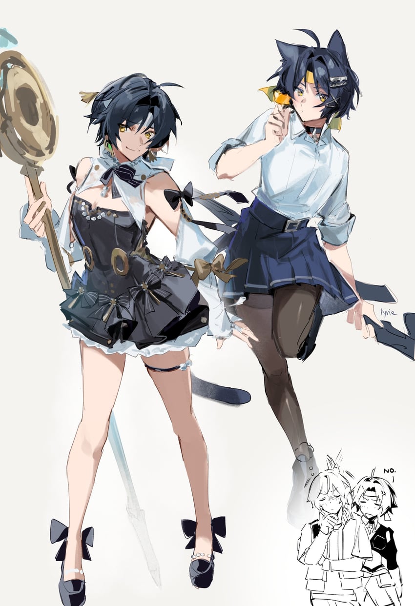 wise and asaba harumasa (zenless zone zero) drawn by lyrie_luna