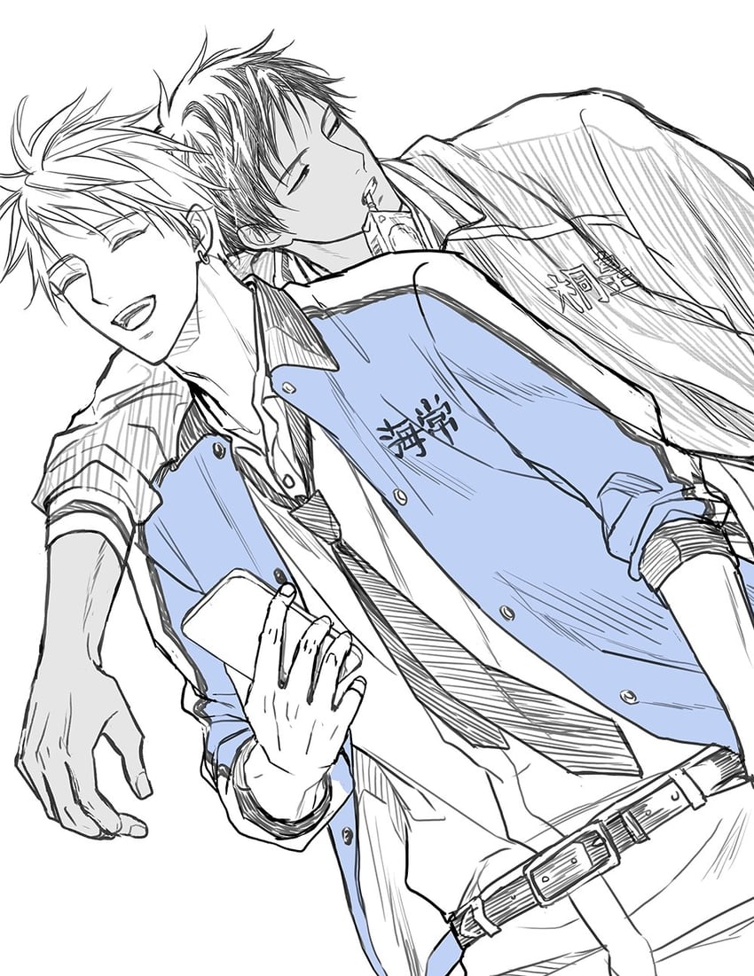 aomine daiki and kise ryouta (kuroko no basuke) drawn by a_jou