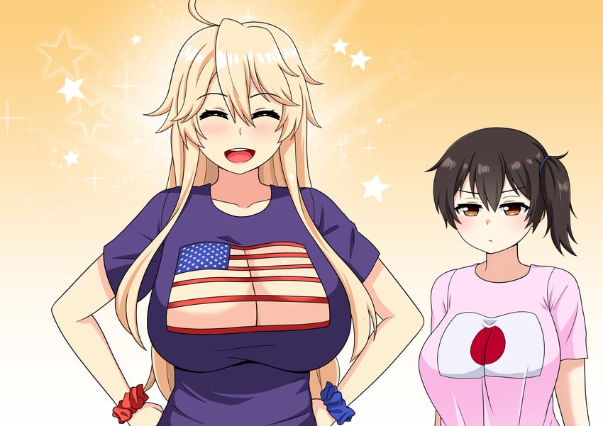 kaga and iowa (kantai collection) drawn by the_only_shoe