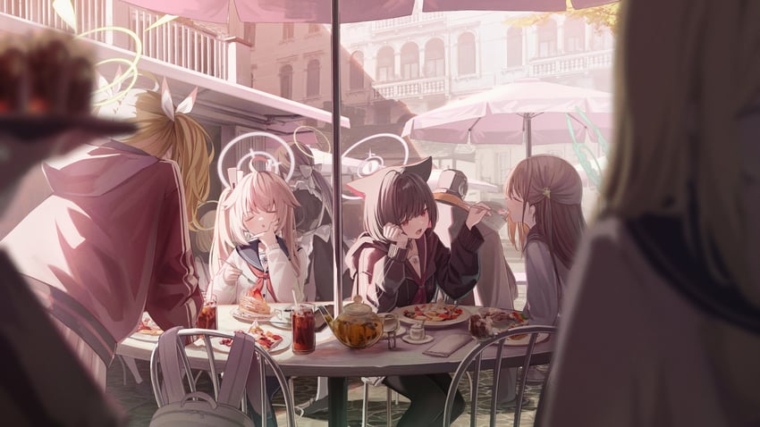 kazusa, natsu, yoshimi, airi, and android (blue archive) drawn by takashima_shoa