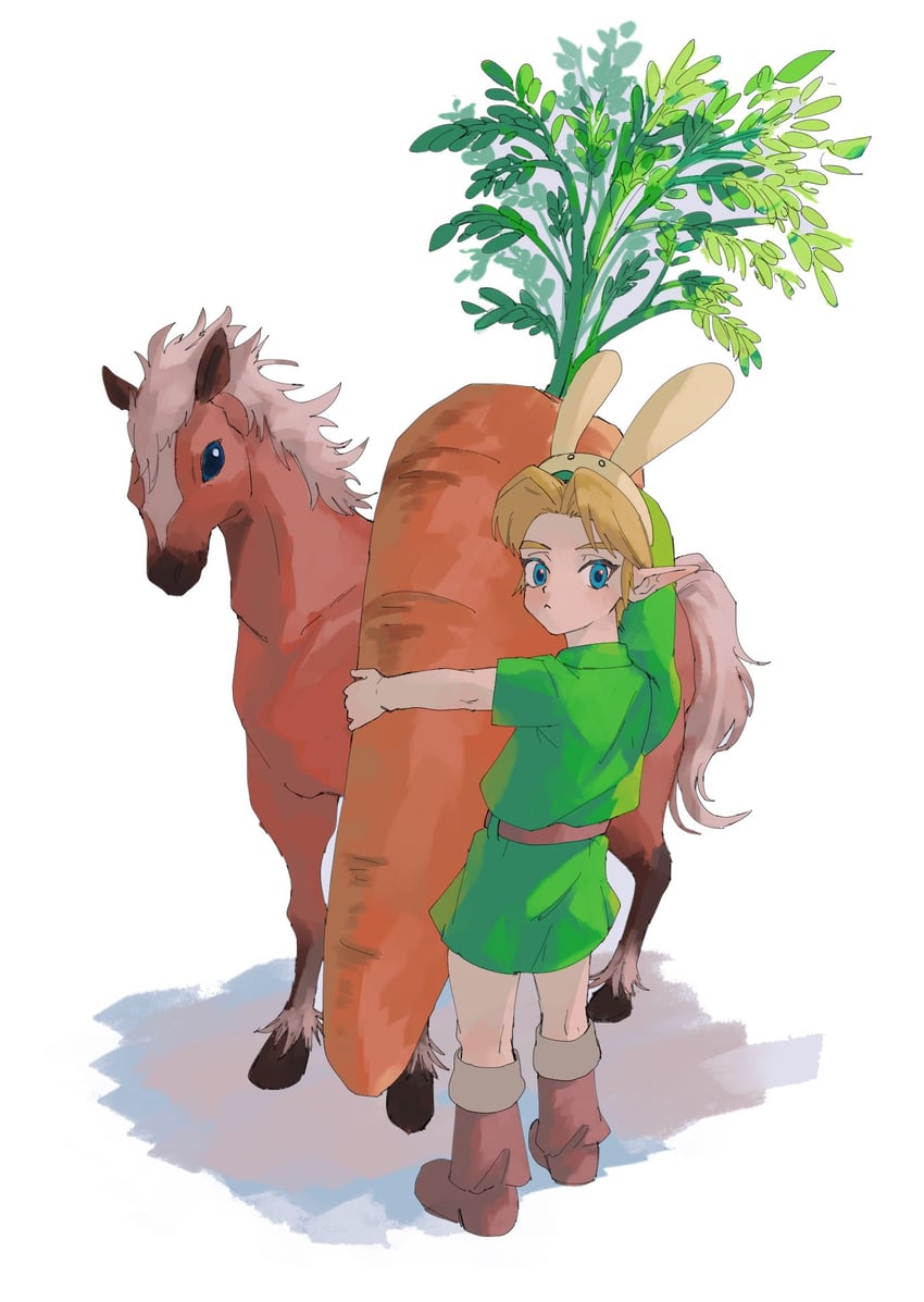 link, young link, and epona (the legend of zelda and 1 more) drawn by yamori_(yamoooon21)