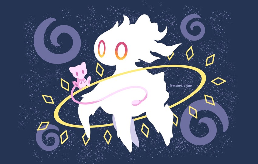 mew and arceus (pokemon and 1 more) drawn by mana-chan