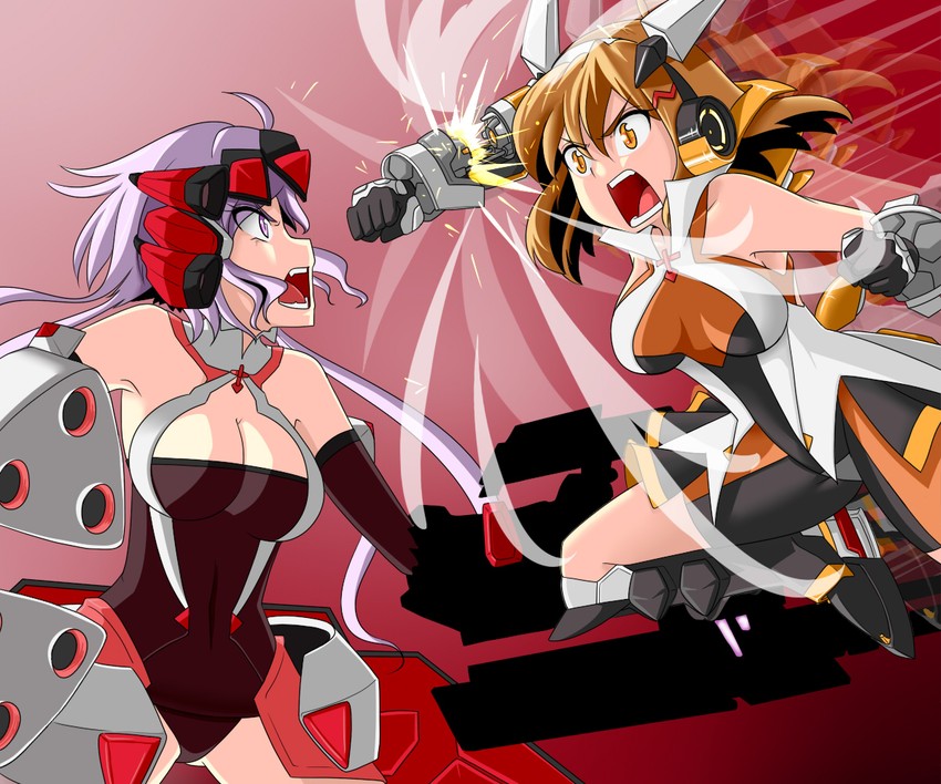 yukine chris and tachibana hibiki (senki zesshou symphogear) drawn by reizou