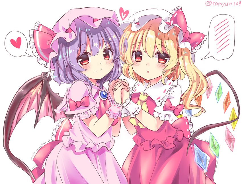 remilia scarlet and flandre scarlet (touhou) drawn by ramudia_(lamyun)