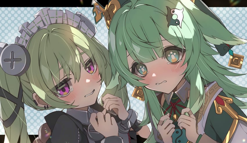 corin wickes and huohuo (honkai and 2 more) drawn by moderate_gold
