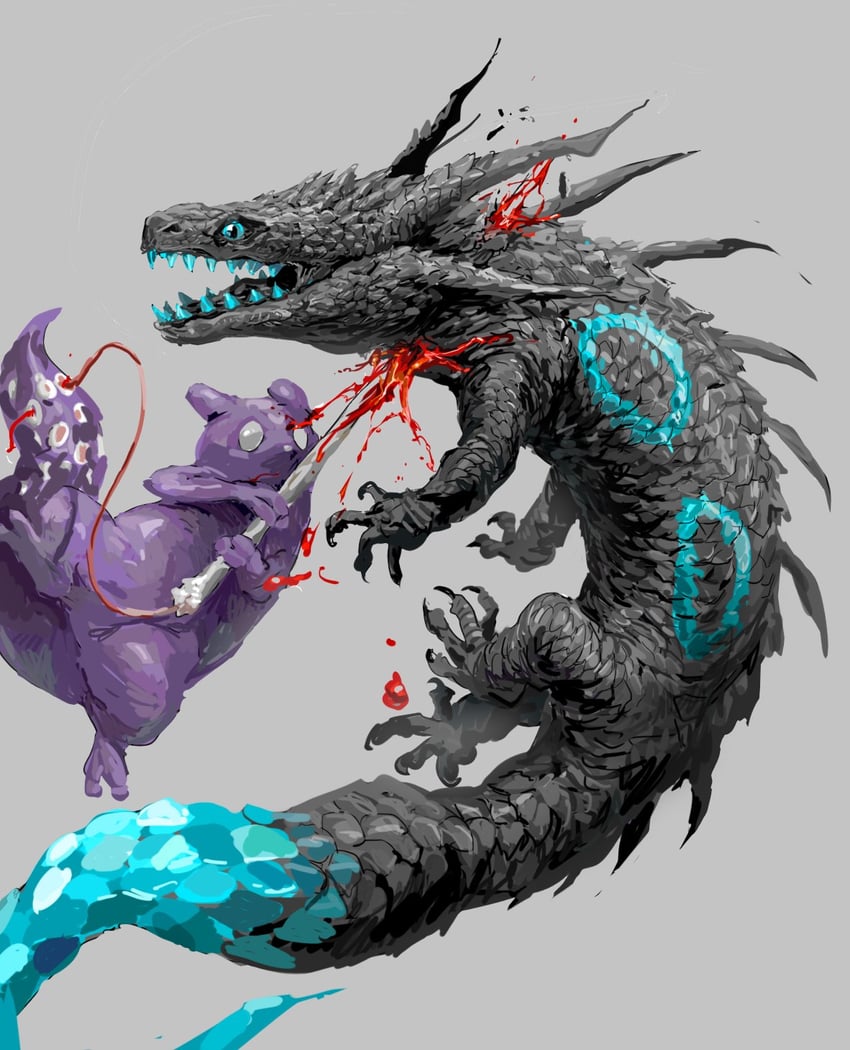 spearmaster and cyan lizard (rain world) drawn by xiaopizi32439