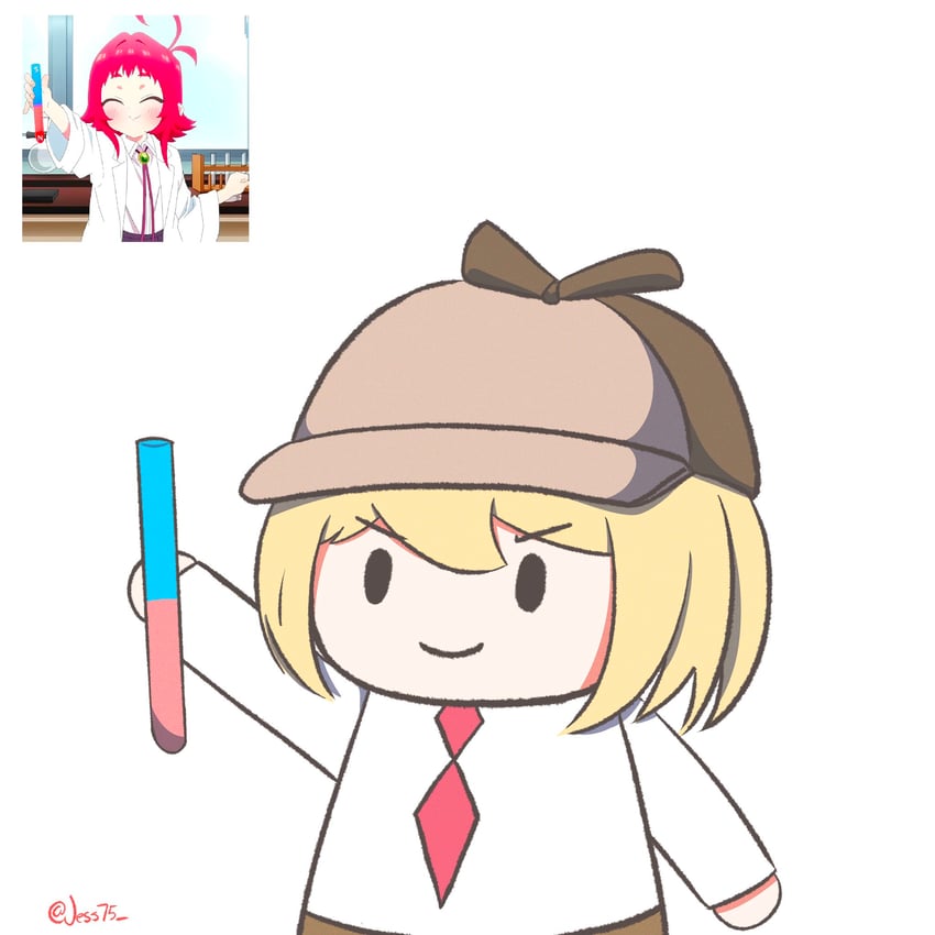 watson amelia, smol ame, and yakuzen kusuri (hololive and 2 more) drawn by jess75