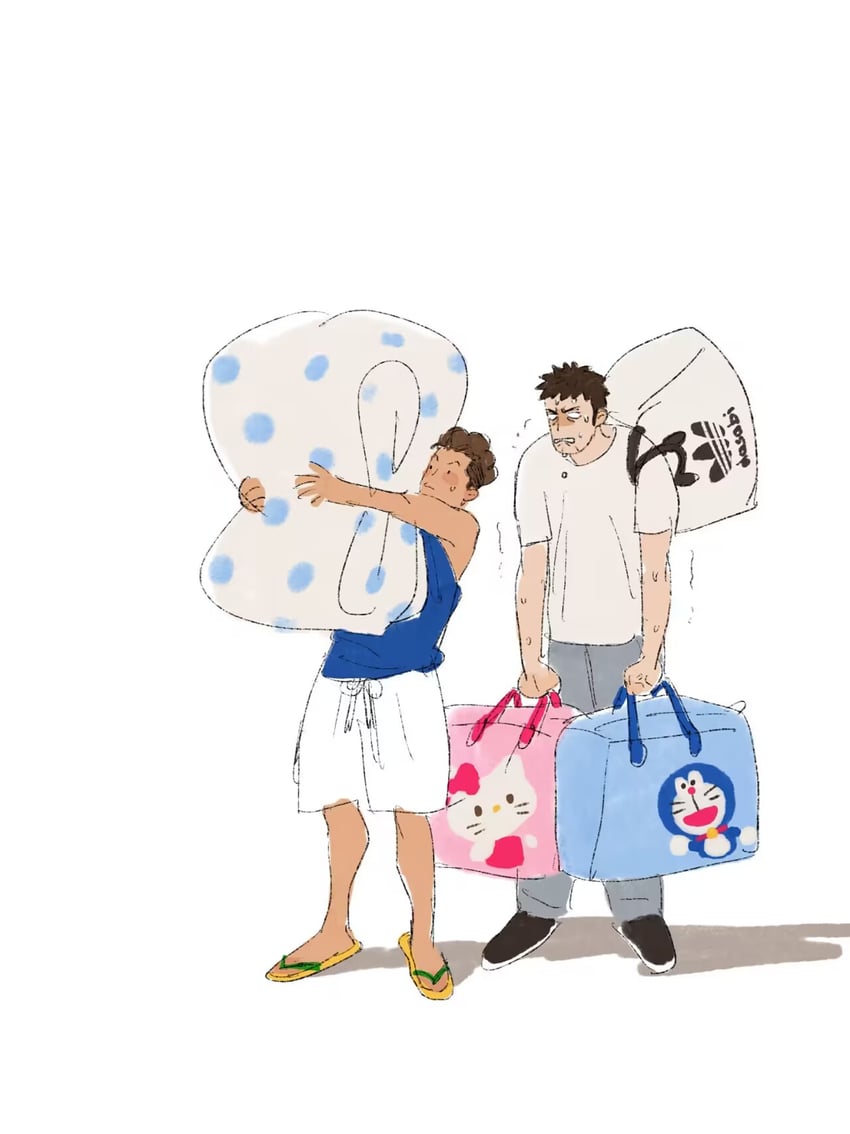 hello kitty, doraemon, miyagi ryouta, and mitsui hisashi (sanrio and 3 more) drawn by chengongzi123