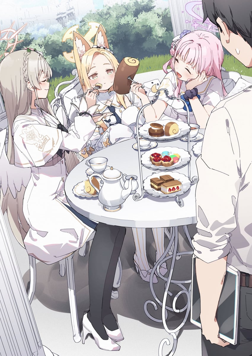 sensei, mika, seia, and nagisa (blue archive) drawn by yukie_(kusaka_shi)