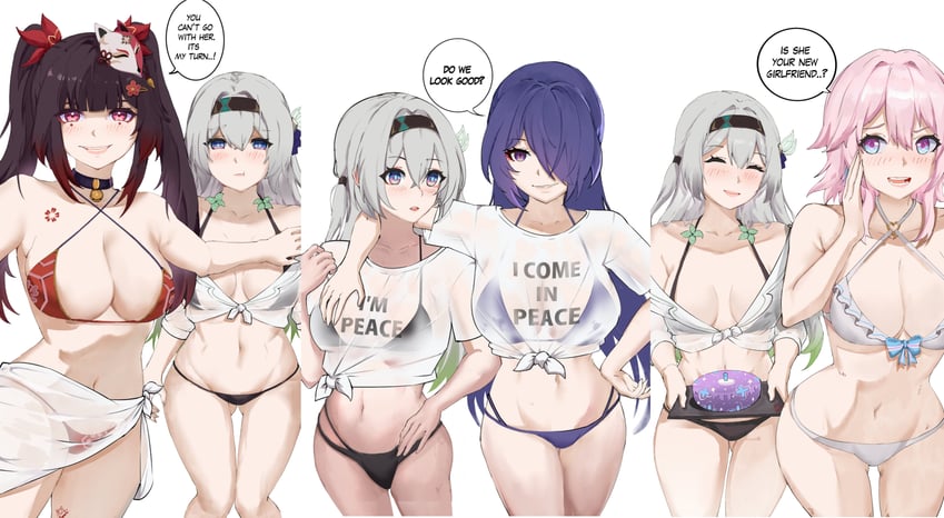 firefly, march 7th, acheron, and sparkle (honkai and 1 more) drawn by kagurachi