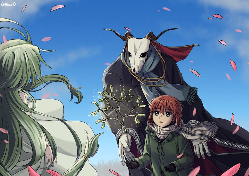 hatori chise, elias ainsworth, and brigid (mahou tsukai no yome) drawn by delfuze
