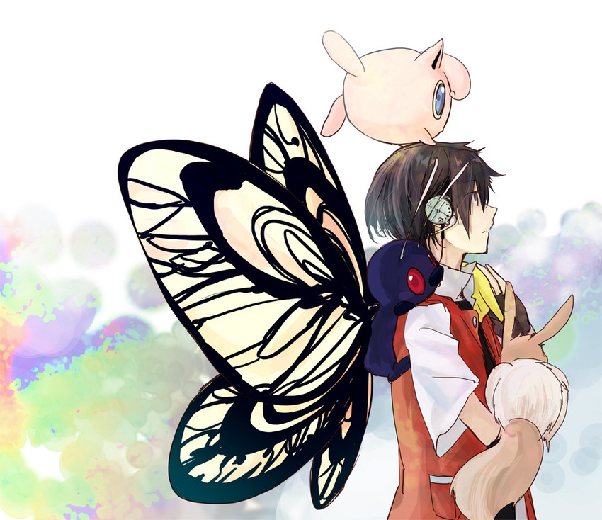 pikachu, red, eevee, jigglypuff, and butterfree (pokemon and 2 more) drawn by shiratama_moyashi