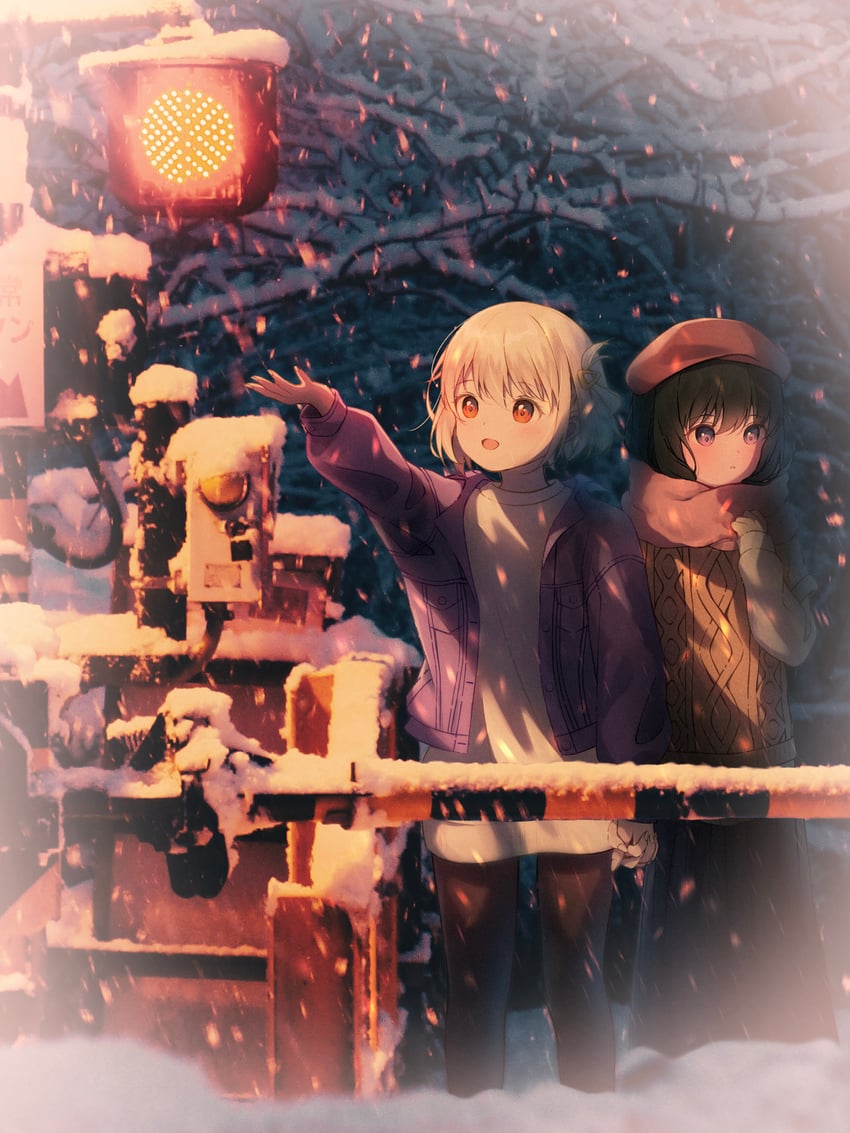 nishikigi chisato and inoue takina (lycoris recoil) drawn by awomomiji