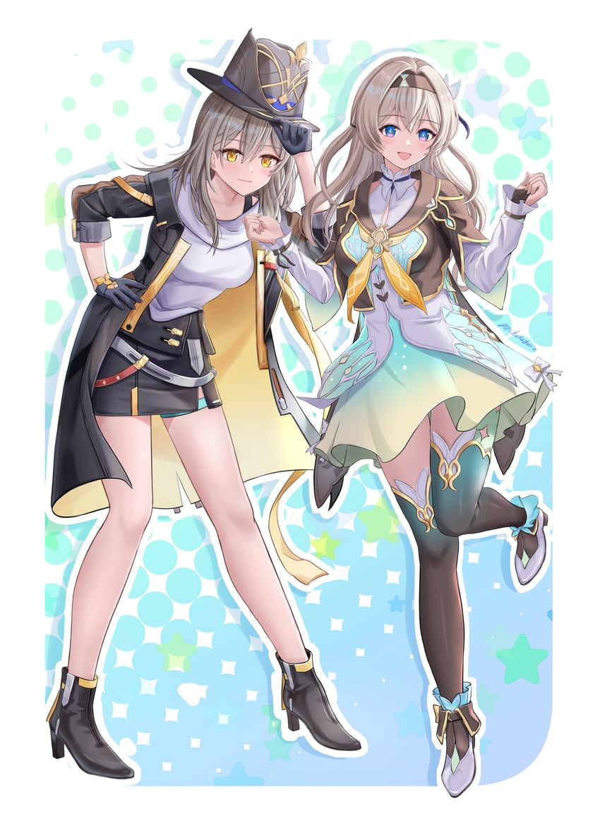 trailblazer, firefly, and stelle (honkai and 1 more) drawn by mitsukayurie