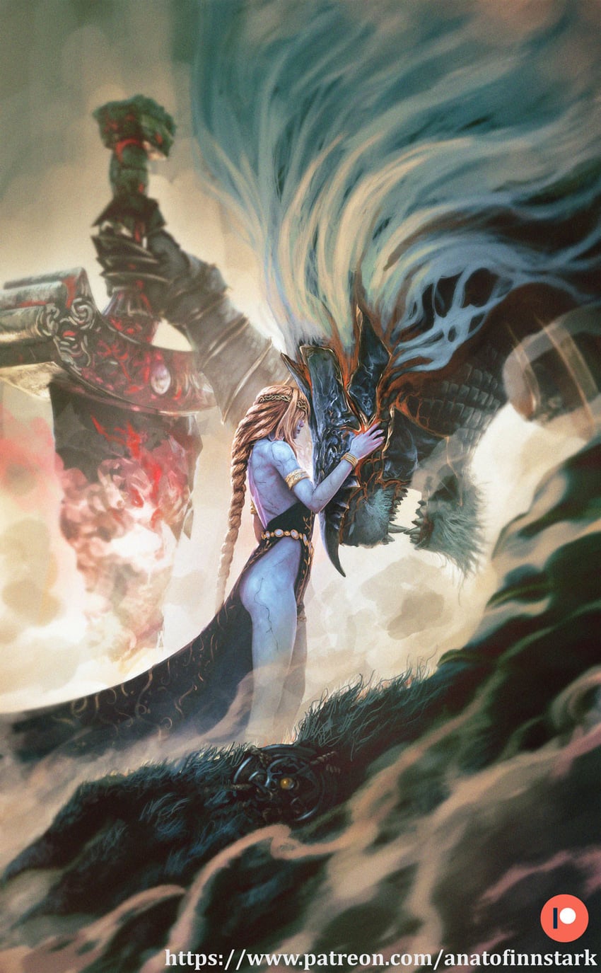 queen marika the eternal and maliketh the black blade (elden ring) drawn by anato_finnstark