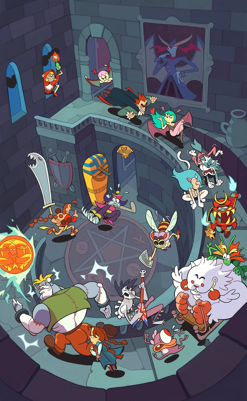 morrigan aensland, lilith, felicia, hsien-ko, frankenstein's monster, and 16 more (darkstalkers) drawn by remusbuznea