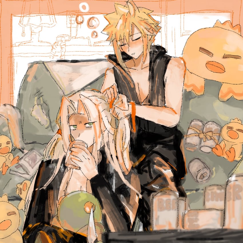 cloud strife, sephiroth, and tonberry (final fantasy and 2 more) drawn by kv9g7