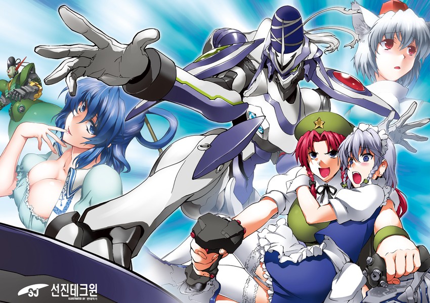 izayoi sakuya, hong meiling, inubashiri momiji, mononobe no futo, kaku seiga, and 4 more (touhou and 3 more) drawn by henshako