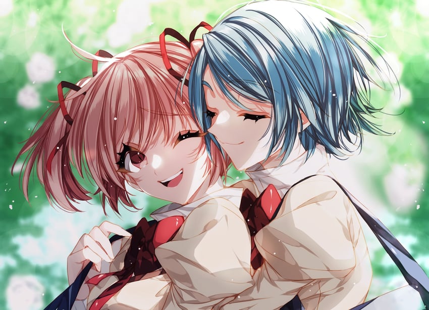 kaname madoka and miki sayaka (mahou shoujo madoka magica) drawn by misteor
