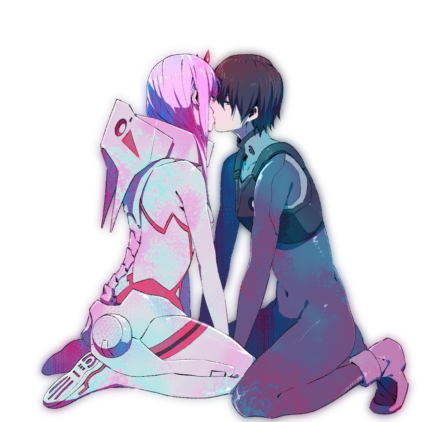 zero two and hiro (darling in the franxx) drawn by owa_owari