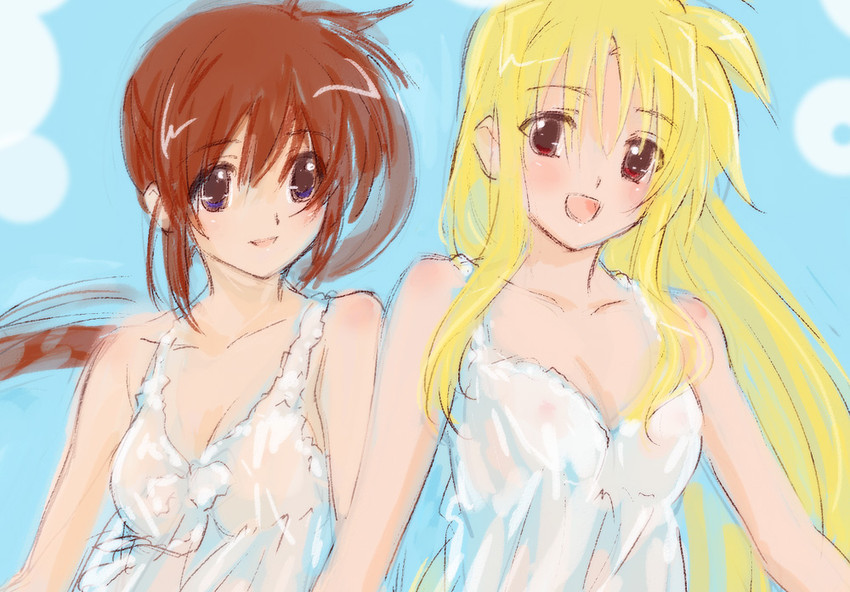 fate testarossa and takamachi nanoha (lyrical nanoha and 1 more) drawn by tokoharu