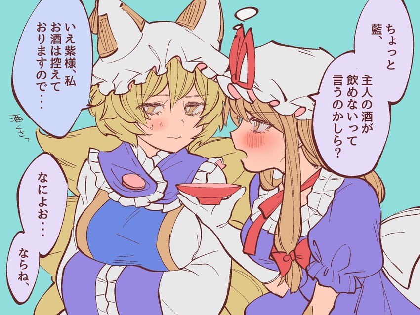 yakumo yukari and yakumo ran (touhou) drawn by masanaga_(tsukasa)