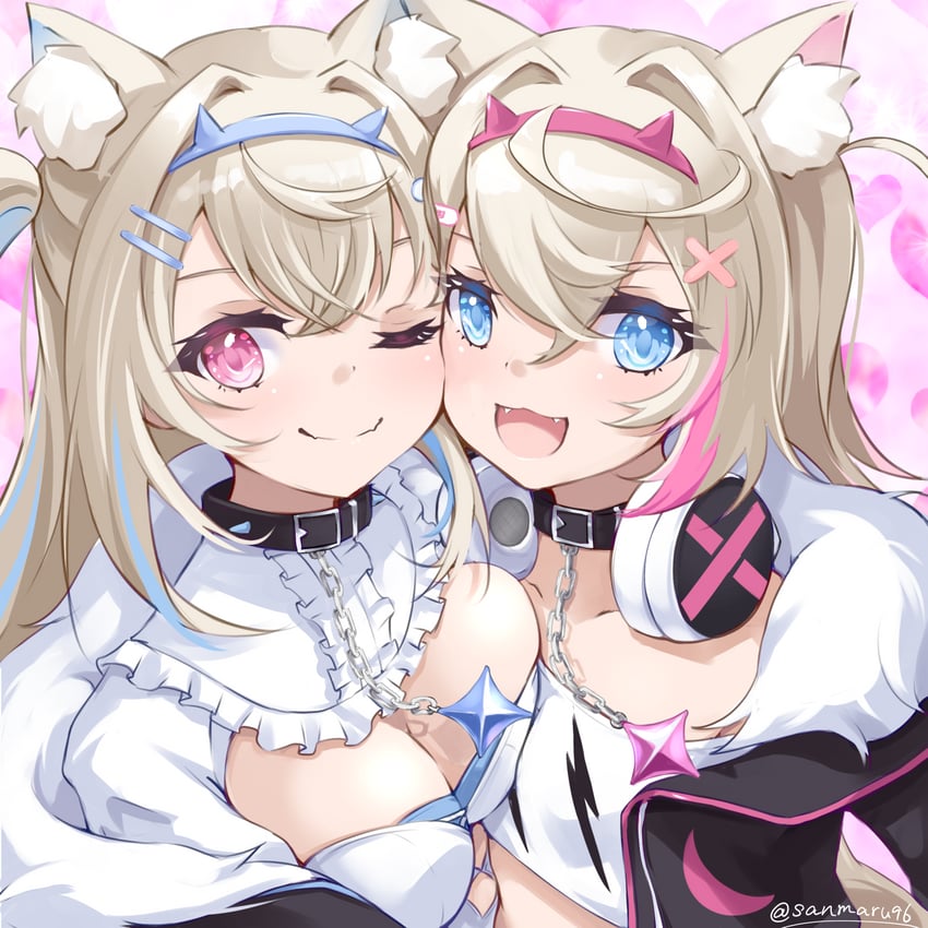 fuwawa abyssgard and mococo abyssgard (hololive and 1 more) drawn by kuro_(be_ok)