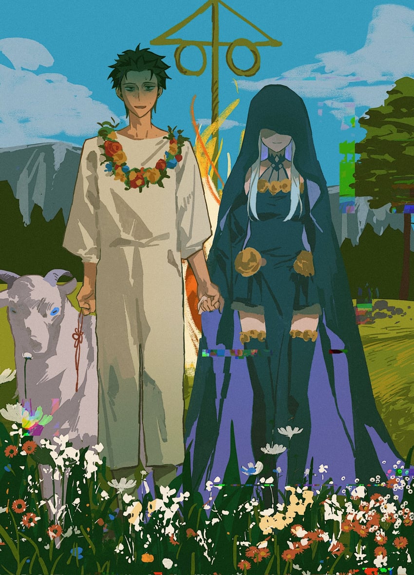 natsuki subaru and satella (re:zero kara hajimeru isekai seikatsu and 1 more) drawn by span_(shibanyu63868)