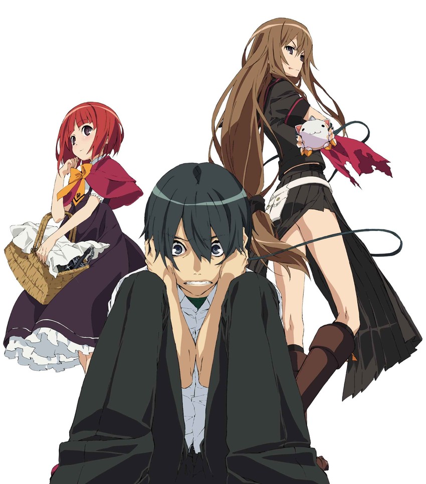 ookami ryouko, akai ringo, and morino ryoushi (ookami-san)
