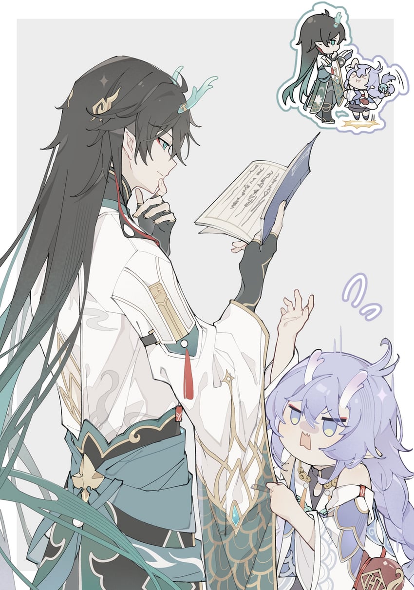 dan heng and bailu (honkai and 1 more) drawn by yue_(shemika98425261)