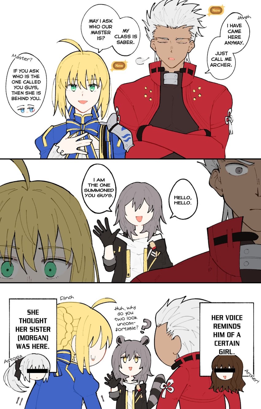 artoria pendragon, saber, trailblazer, stelle, archer, and 3 more (fate and 6 more) drawn by iri_miyu