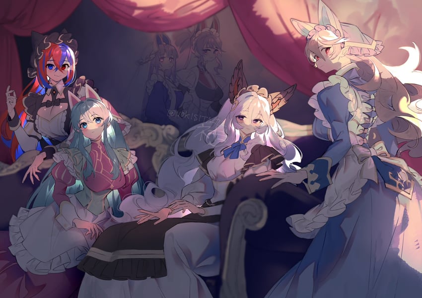 female corrin, female alear, eirika, julia, ishtar, and 1 more (fire emblem and 4 more) drawn by negiwo
