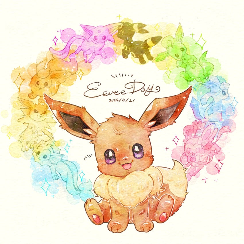 eevee, sylveon, umbreon, glaceon, vaporeon, and 4 more (pokemon) drawn by miketoevecan