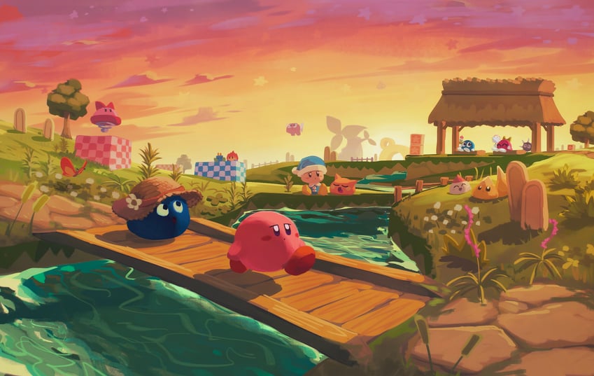 kirby, gooey, morpho knight, scarfy, bronto burt, and 9 more (kirby) drawn by suyasuyabi