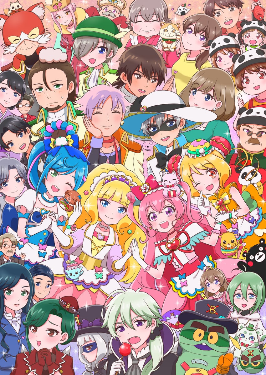 nagomi yui, fuwa kokone, kasai amane, hanamichi ran, cure precious, and 8 more (precure and 1 more) drawn by moro_precure