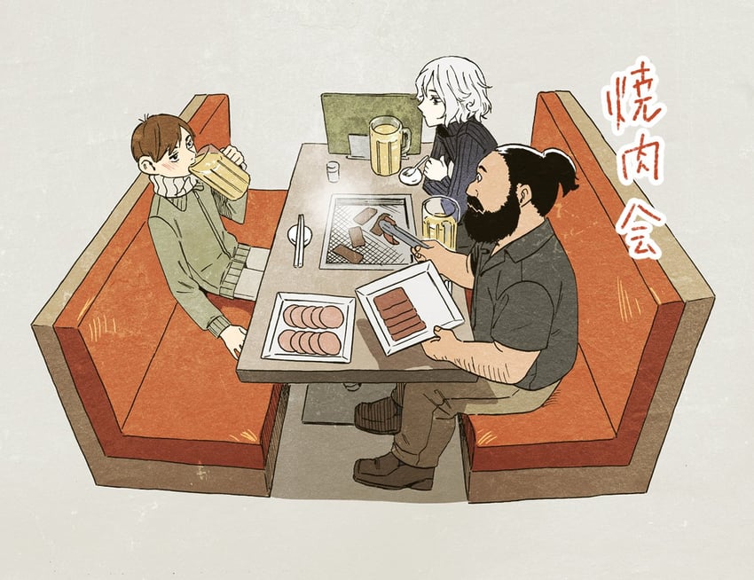 senshi, mithrun, and chilchuck tims (dungeon meshi) drawn by kabe_piko