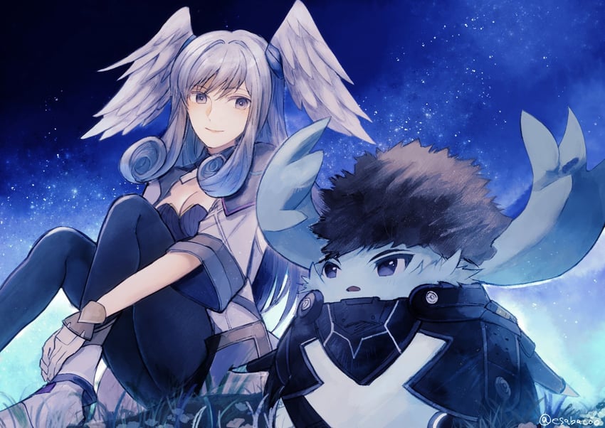 melia antiqua and riku (xenoblade chronicles and 1 more) drawn by leaf_(esabacoo)