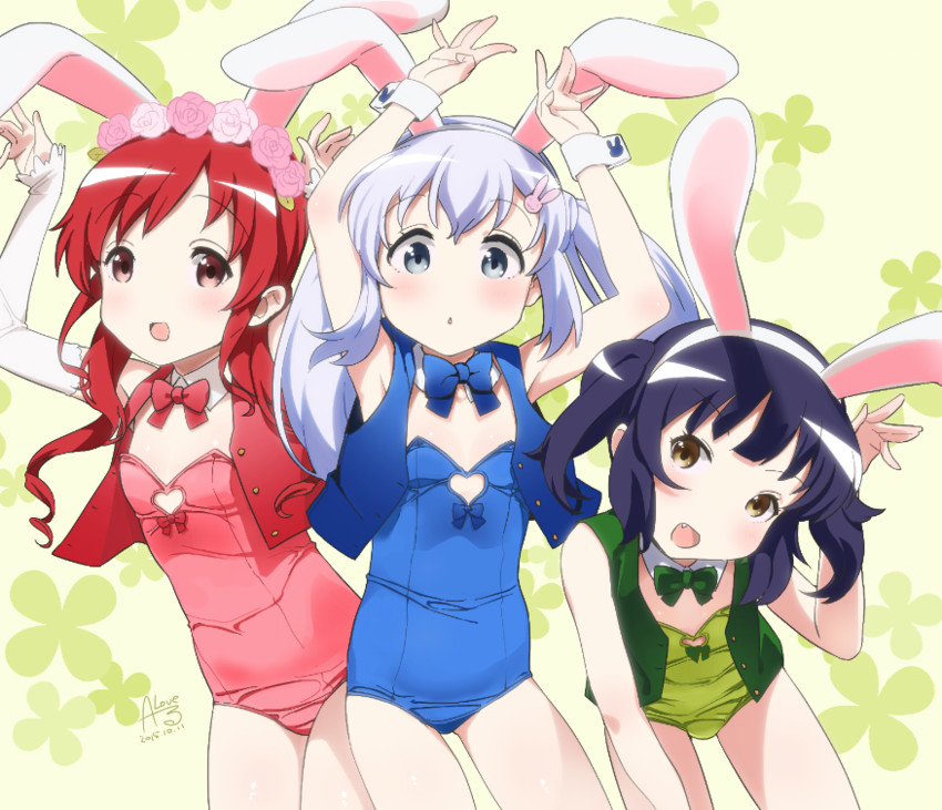 kafuu chino, jouga maya, and natsu megumi (gochuumon wa usagi desu ka?) drawn by rkrk