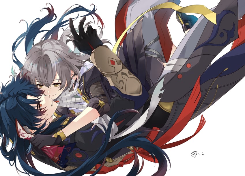 trailblazer, stelle, and blade (honkai and 1 more) drawn by tanuki_nishi
